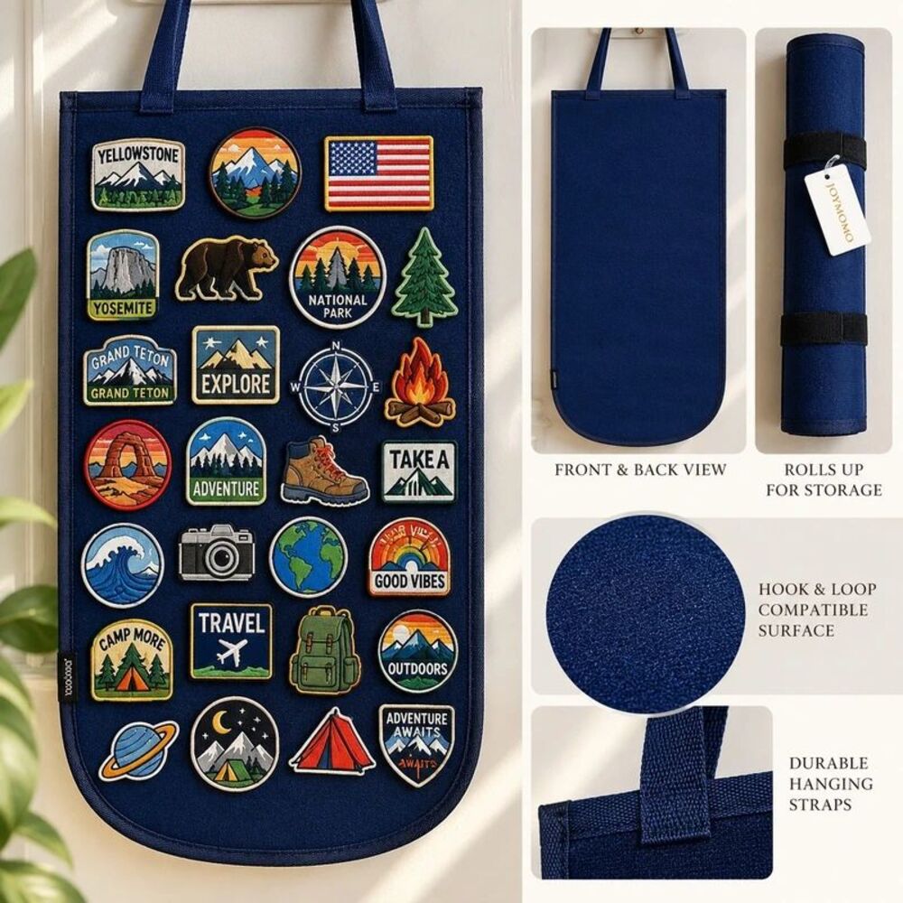 Hanging Patch Display Board Holder Military Morale Hiking Travel Collector Blue